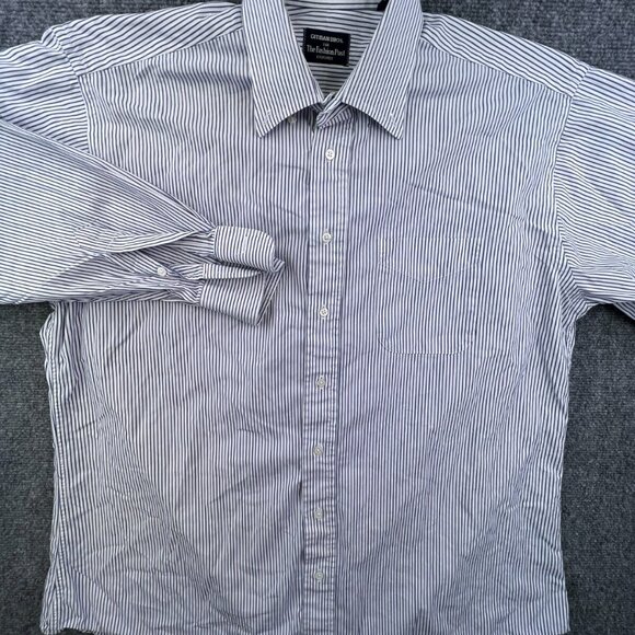 Gitman Bros Button Up Shirt Blue White Striped Fashion Post Louisville 17 35 - Picture 2 of 12